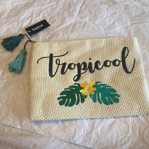Tropicool Straw Clutch Bag Purse NEW - Picture 1 of 7